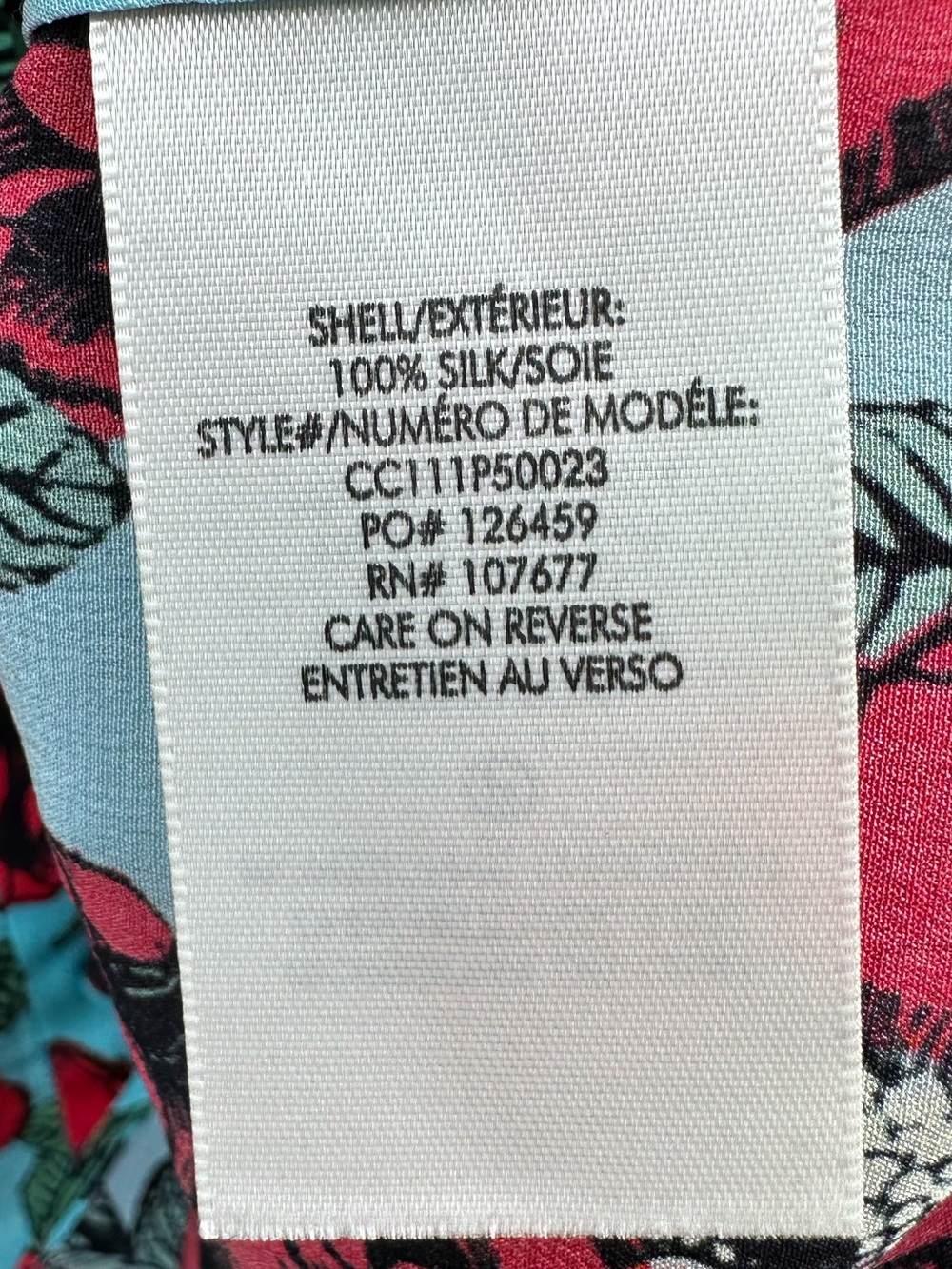 Alice + Olivia 100% Silk Red Poppy Floral Button Front Blouse Aqua Blue Medium - Picture 11 of 12